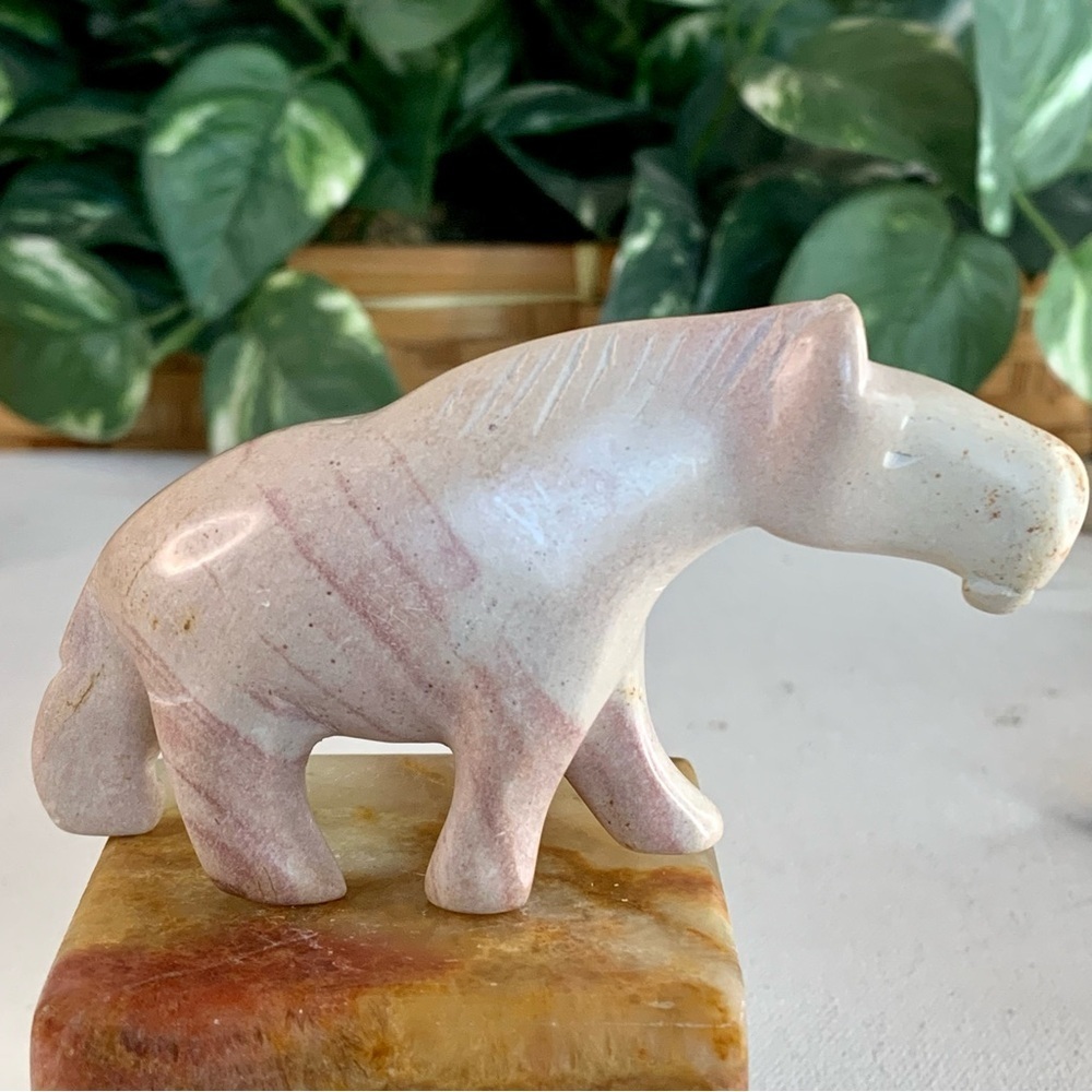 Kisii Soapstone Horse Figurine Hand Carved Stone Pony Carving Animal Figure 4”